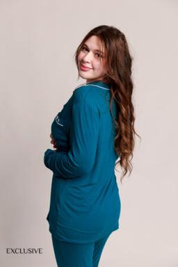 Pyjama Colette Coton Turquoise : Chemise Pantalon Coton & Confort