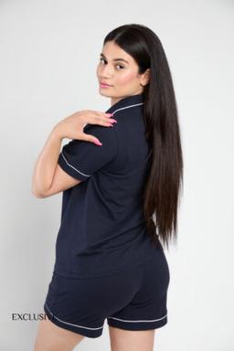 Pyjama Colette Été Coton Short Foncé Anti Javel