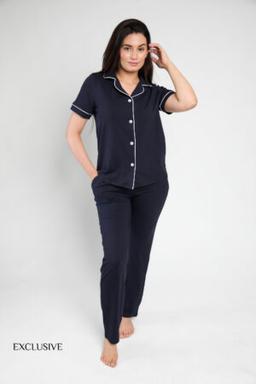 Pyjama Colette Été Coton Pantalon Foncé Anti Javel