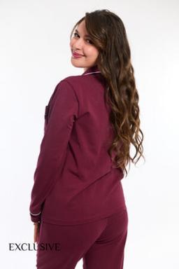 Pyjama Chemise Femme Colette 100 % Coton Burgundy