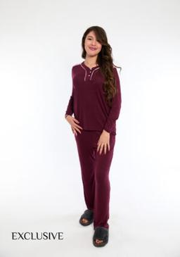 Pyjama Femme Daisy Coton Bordeaux