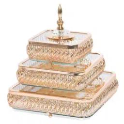 Bonbonnières en Métal Doré Verre Carrée