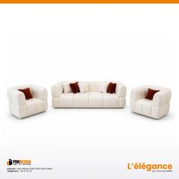 Salon Boucle Premium 3 Pièces Canapé 3 Places 2 Fauteuils