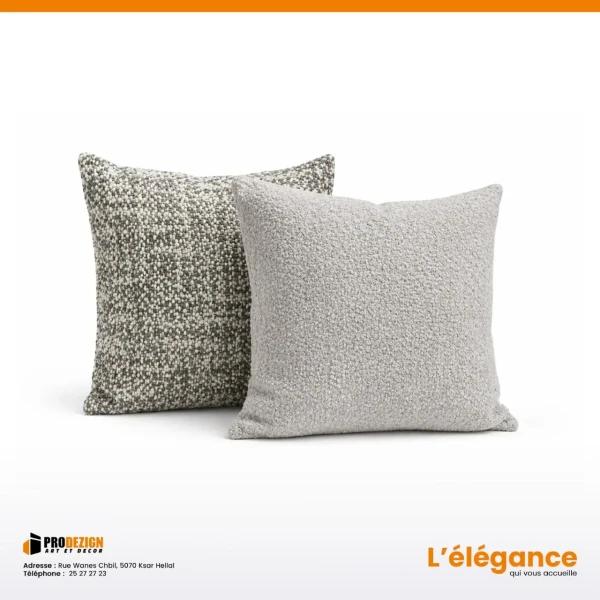 Boucle Argenté Charbon Lot de 2 Coussins Décoratifs pour Salon en