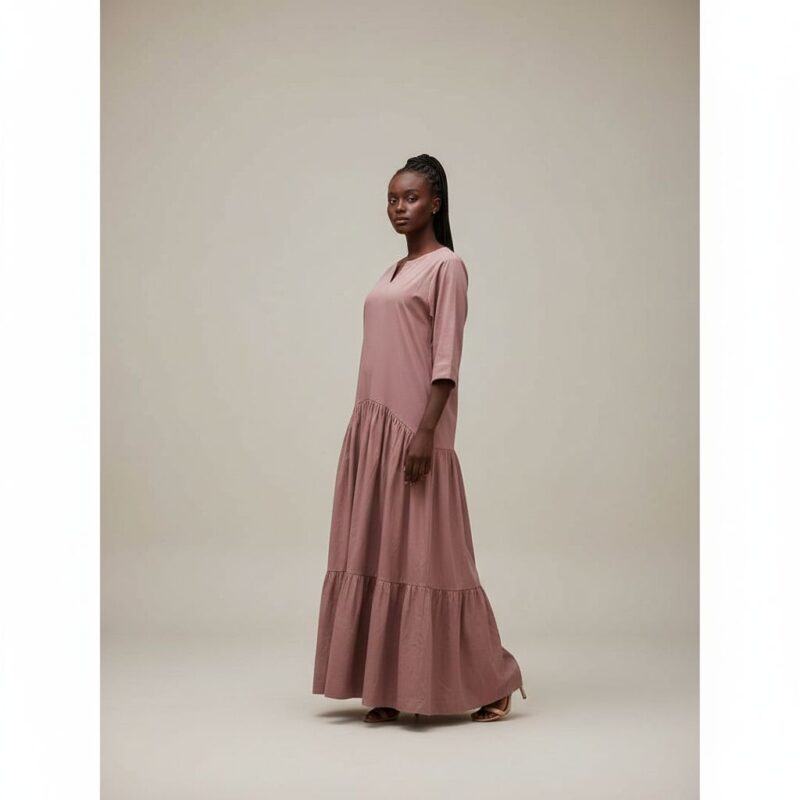 Robe coton suisse femme champagne longue, fluide élégante été