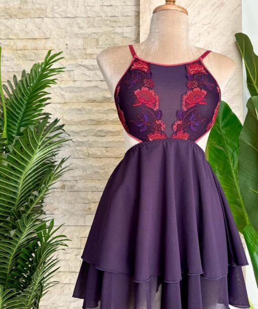 Nuisette String Aubergine en Dentelle