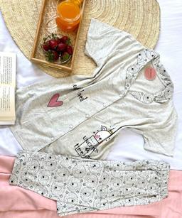 Pyjama Chemise Demi Manches Coton Clair Ourson