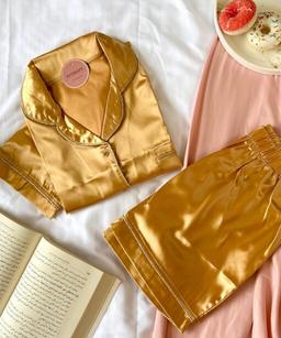 Pyjama Short Satin Demi Manches Moutarde