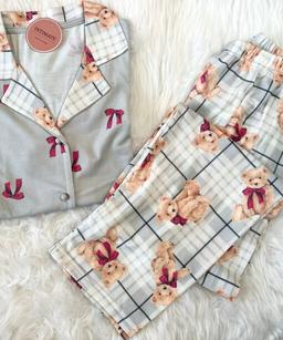 Pyjama Chemise Imprimé Nounours & Papillon