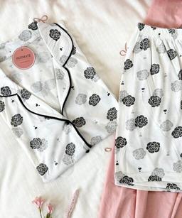 Pyjama Chemise Short Coton Imprimé Fleurs