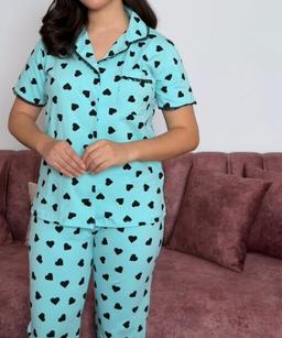 Pyjama Chemise Ciel Imprimé Cœurs