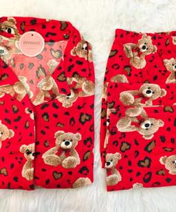 Pyjama Chemise Manches Longues Coton Nounours & Cœurs