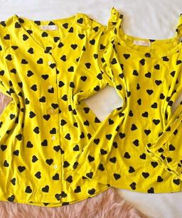 Pyjama 3 Pièces Coton Viscose Pointillé Cœurs Noirs