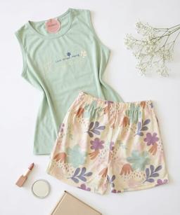 Pyjama Short Coton Doux Imprimé Fleurs