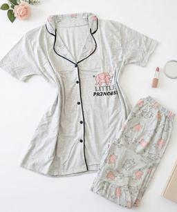 Pyjama Chemise Pantalon Demi Manches Coton « Little Princess »