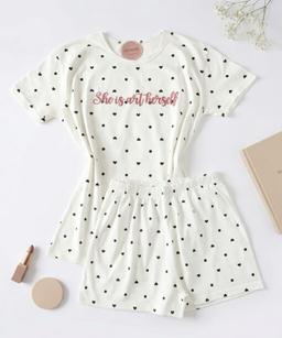 Pyjama Short Demi Manches Coton Pointillé en