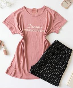 Pyjama Short Demi Manches Coton Pointillé Cœurs