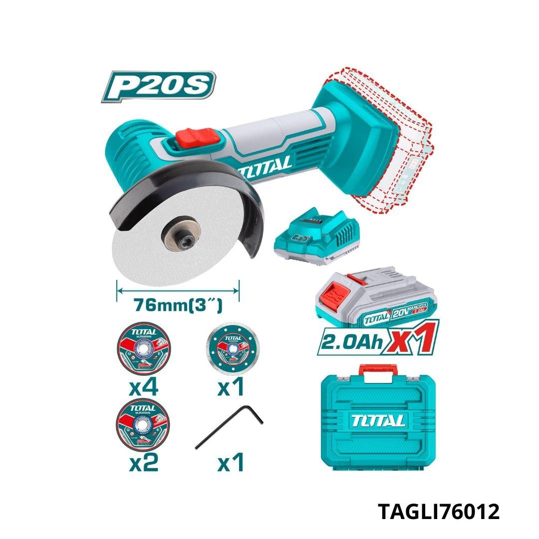 TOTAL meuleuse angulaire a b 20v+accs TAGLI76012