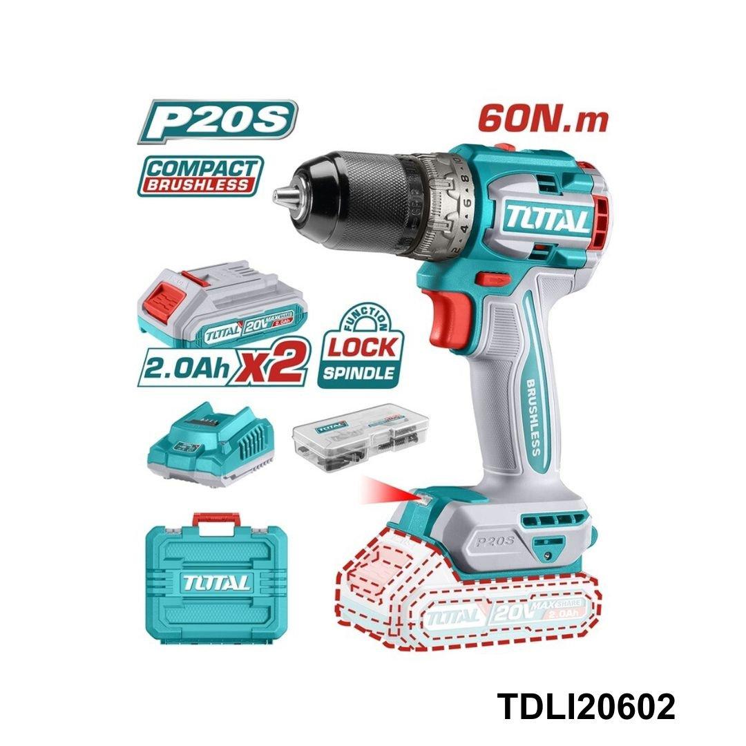 TOTAL visseuse perceuse mandrin metal 60nm 20v TDLI20602