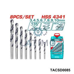 TOTAL Jeu 8 meche metal inox mince TACSD0085
