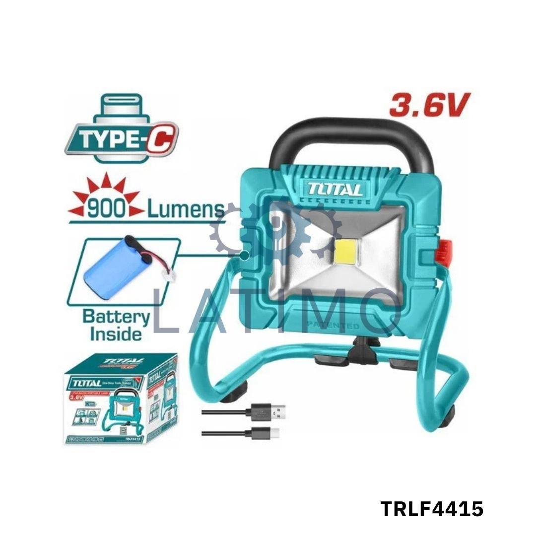 TOTAL Projecteur portatif rechargeable 900lm TRLF4415