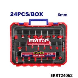 EMTOP Coffret 24 pcs fraise 6mm défonceuse ERRT24062