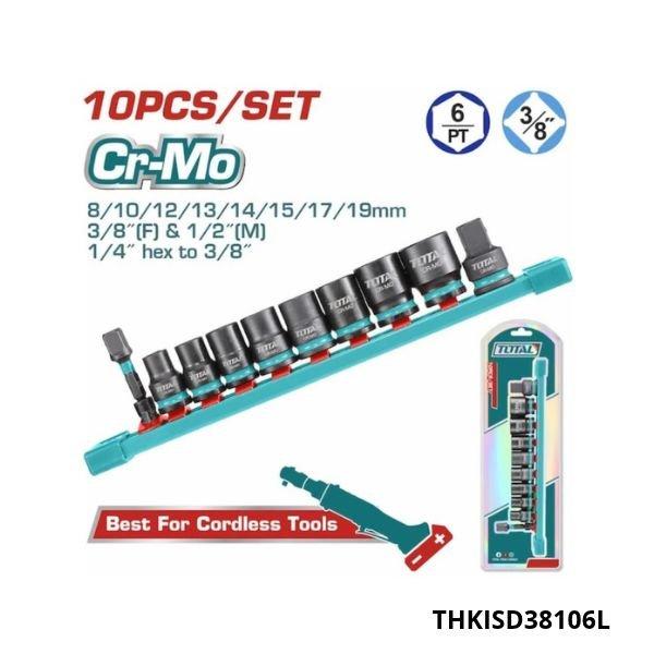 TOTAL Jeu de douilles à choc longues 3 8 THKISD38106L