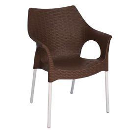 Amsterdame Fauteuil Avec Socle Aluminium Marron