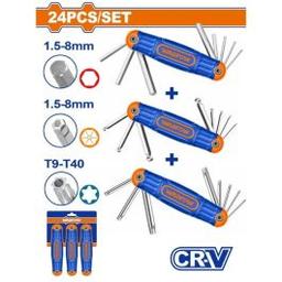 Wadfow Jeu DE 24 Clés Male Bille Torx WHK4203