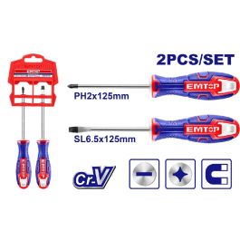 JEU 2 TOURNEVIS FRAN6,5-AMER6 125MM EMTOP ESST0202