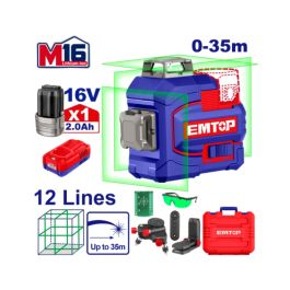 Niveau Laser EMTOP ESLE12301 16V 12 Lignes 35 Mètres