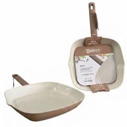 Grill Poêle Carrée Antiadhésive BAROLY 28 cm Beige