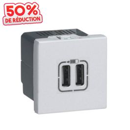 Prise LEGRAND USB type A Mosaic 2 Modules 2,4A 12W