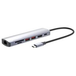 Station d'accueil MANHATTAN USB-C PD 7 en 1 4K Hub multiport Sliver
