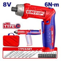 Emtop Tournevis ECSR0803 8V 6NM T-C+17AC