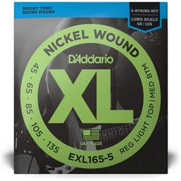 EXL165-5 Jeu de 5 Cordes Basse Nickel Wound 45-135