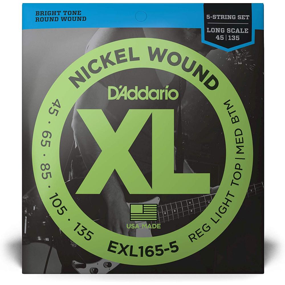 EXL165-5 Jeu de 5 Cordes Basse Nickel Wound 45-135