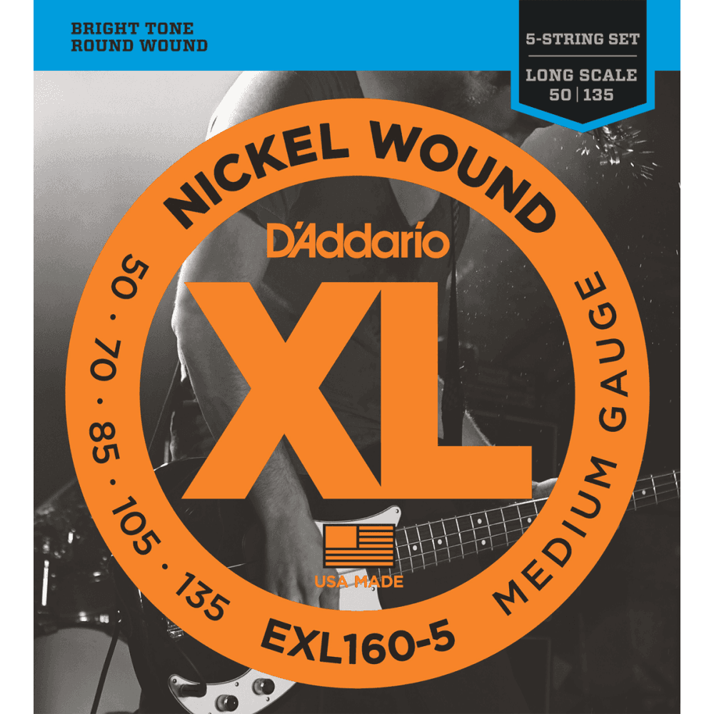 EXL160-5 Jeu de 5 cordes Basse Long 50-135
