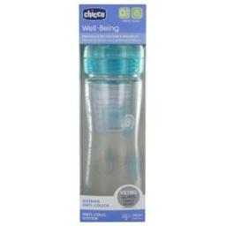 Chicco Well Being Biberon Verre Debit Lent 0 Mois + Bleu