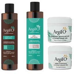 Argil'O Aloevera : Shampoing Shassoul + Après Shampoing + Hydratante + Masque Anti-Tâche Anti-acné