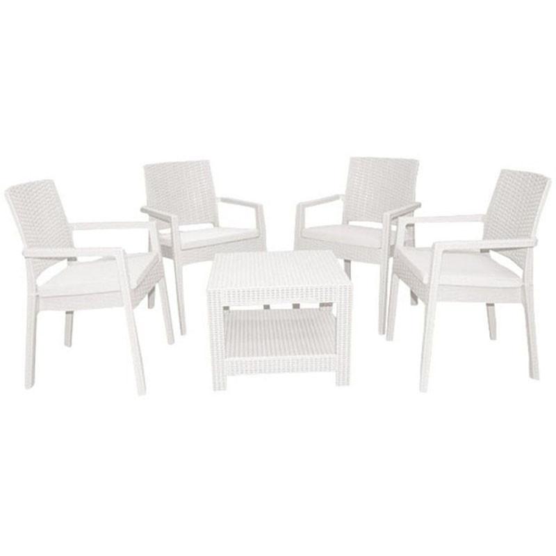 Salon de Jardin MARQUISE 4 Chaises Coussins + Table