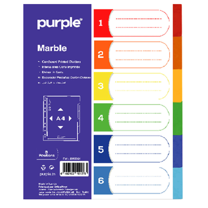 Purple En Carte Imprimé Marble A4 6 Positions
