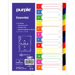 Purple Intercalaires Essential Numérique A4 12 Positions Assorties