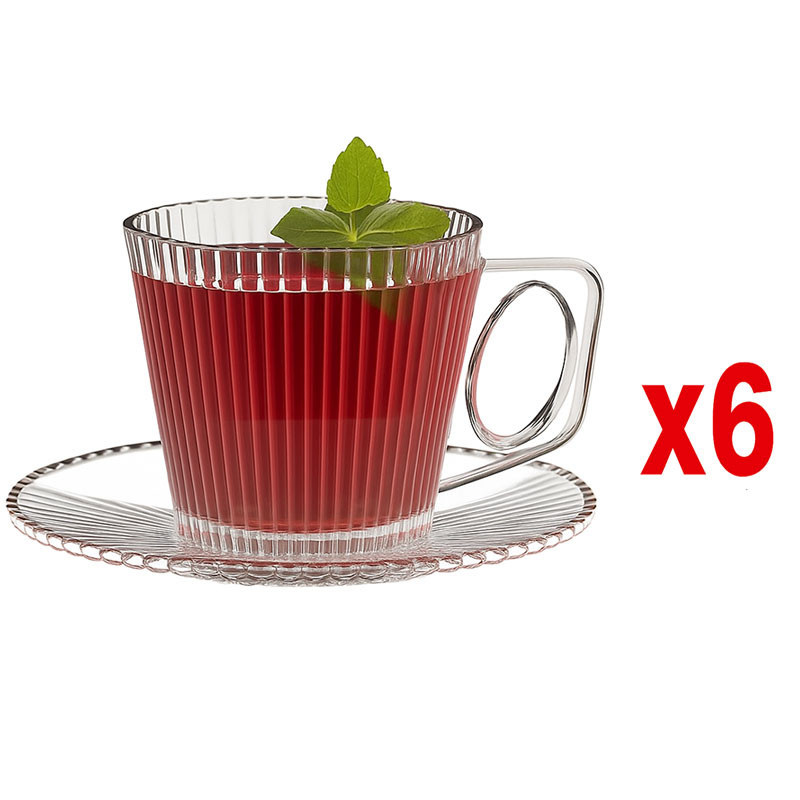 Azur Glass De 6 Tasses à Café Azur Glass Latinos Line 9 cl En Verre