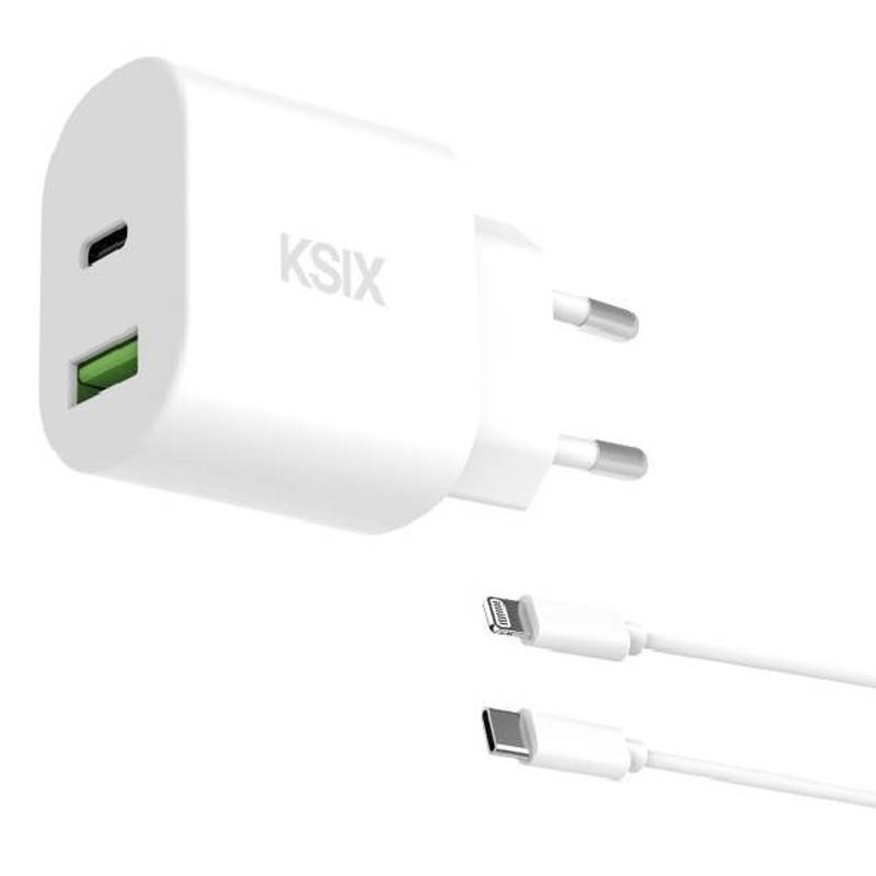 KSIX Chargeur Type-C + USB-A 30W