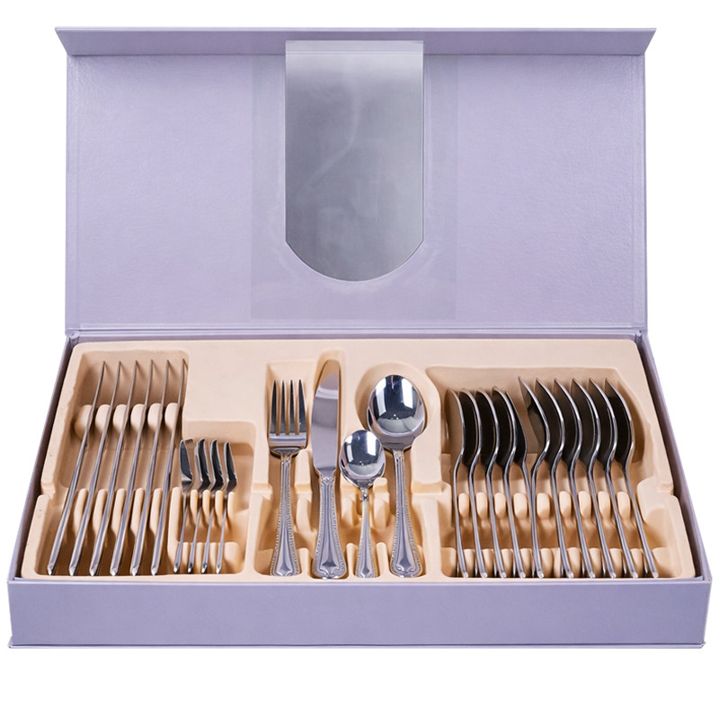Kakmous Ménagère Kakmous 24 Pièces à Bords Perlé Doré Inox