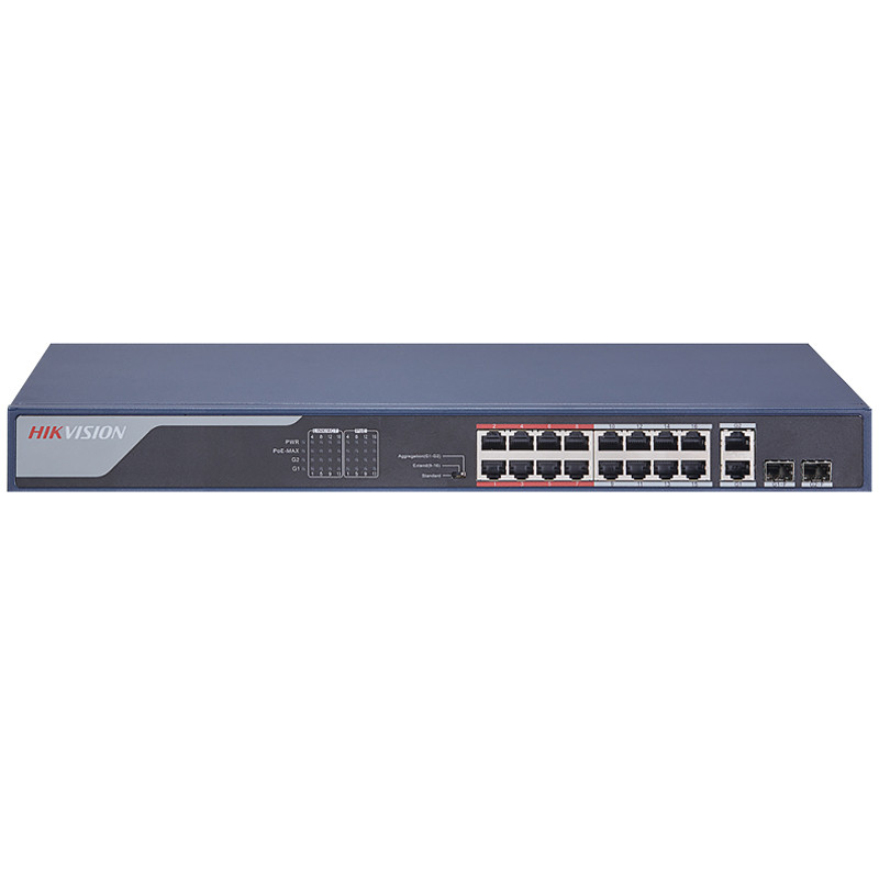 HikVision De Bureau Intelligent Hikvision DS-3E0318P-E-C 16 Ports POE Fast Ethernet + 2 Ports Gigabit