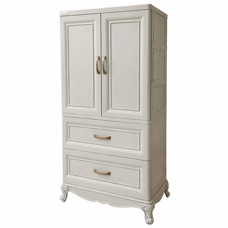 Armoire En Plastique CLEOPATRE 2 Portes +2 casiers Grège