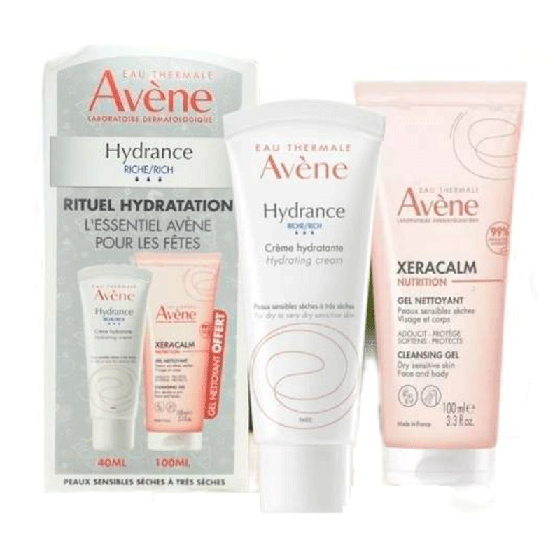 Avène Crème Hydratante Hydrance Riche + Gel Nettoyant Xeracalm 100ml