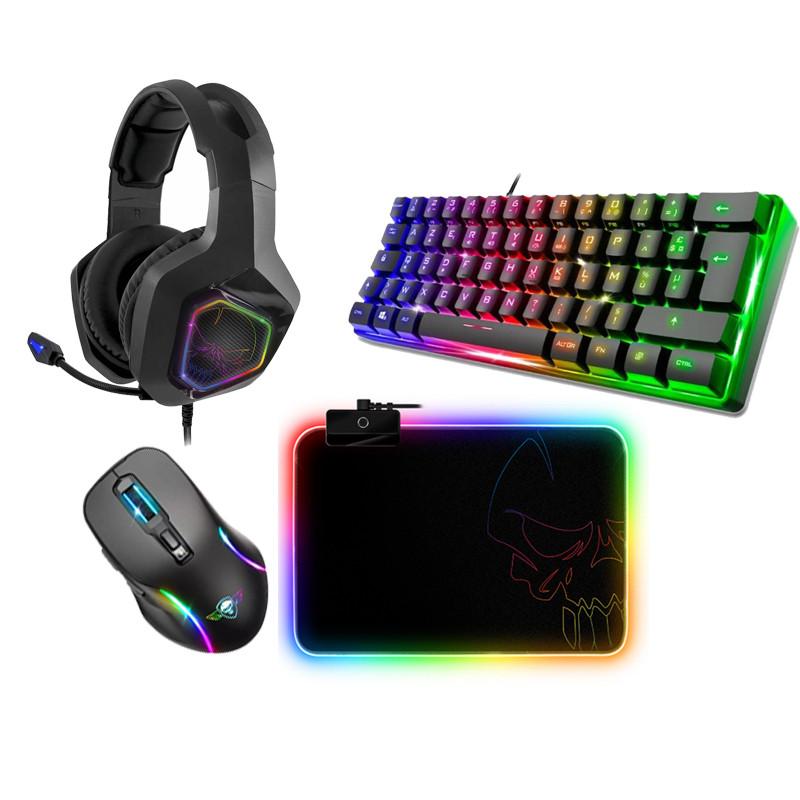 SPIRIT OF GAMER Spirit Of 4En1 : Micro Casque Gaming + Clavier + Souris + Tapis Souris